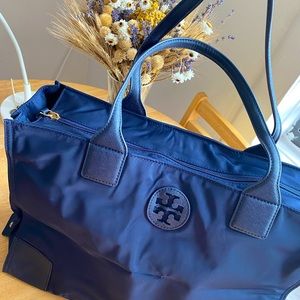 Tory Burch large navy blue Ella tote nylon